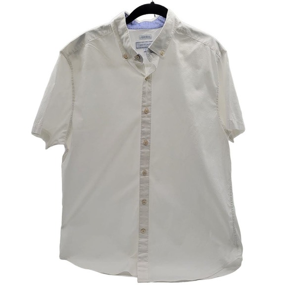 Crown & Ivy White Oxford Short Sleeve Button Shirt Sz L - Picture 1 of 8